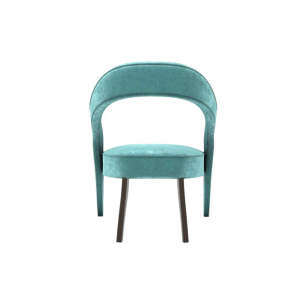 Archy Upholstered Round Back Arm Chair Turquoise Back View