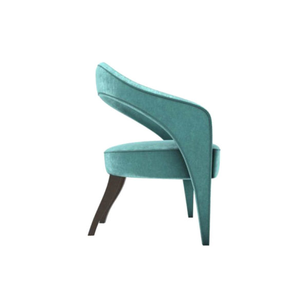 Archy Upholstered Round Back Arm Chair Turquoise Right Side View