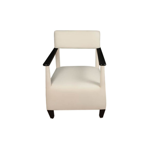 Bentley Upholstered Armchair with Black Wooden Arms Top View