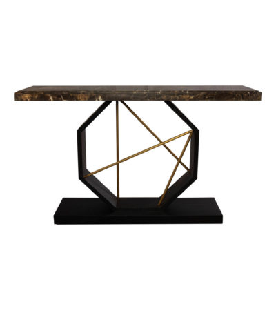 Celina Wood with Marble Brass Console Table