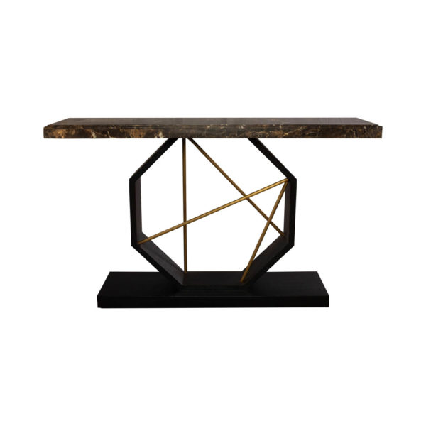 Celina Wood with Marble Brass Console Table