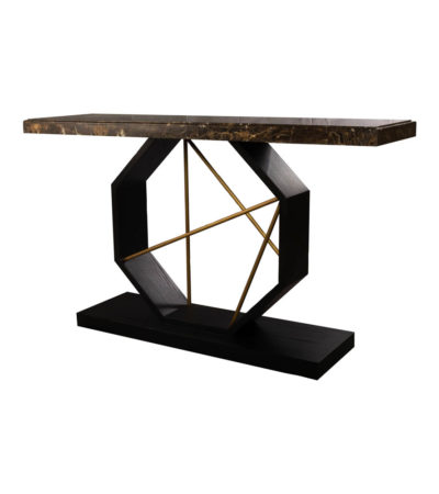Celina Wood with Marble Brass Console Table Beside View