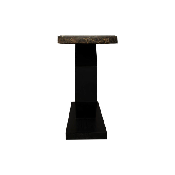 Celina Wood with Marble Brass Console Table Side View