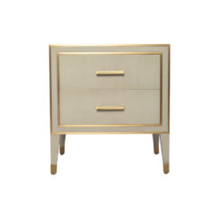 Emma Grey and Wood Bedside Table with Brass Inlay