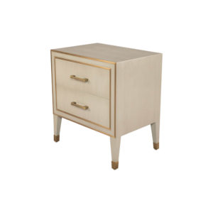 Emma Grey and Wood Bedside Table with Brass Inlay Top View