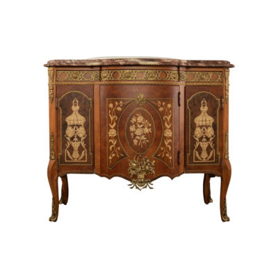 Ketho Marquetry Wood with Marble Top Vanity Unit