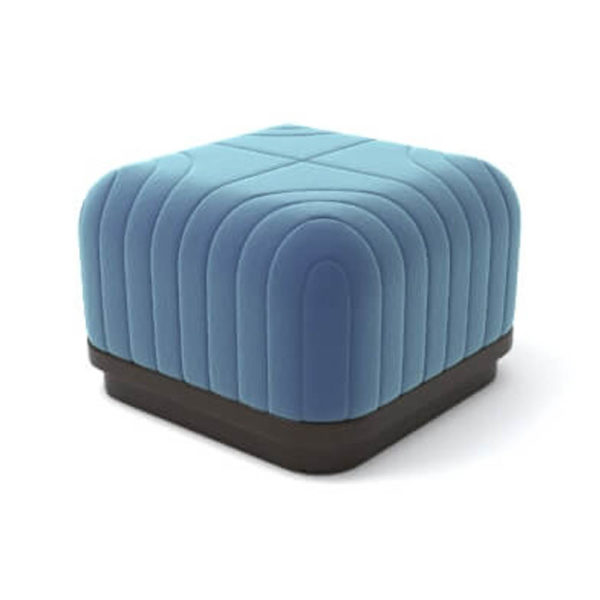 Lorna Upholstered Square Pouf with Wooden Base A