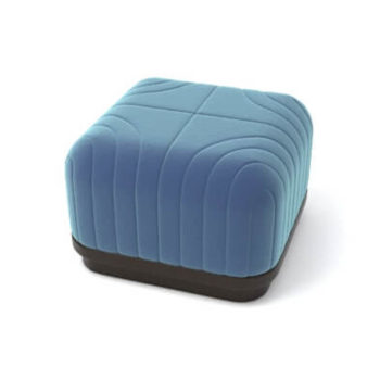 Lorna Upholstered Square Pouf with Wooden Base Top View D