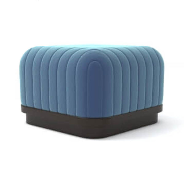 Lorna Upholstered Square Pouf with Wooden Base View B