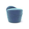 Lovy Round Velvet Turquoise Blue Pouf with Brass Base 7