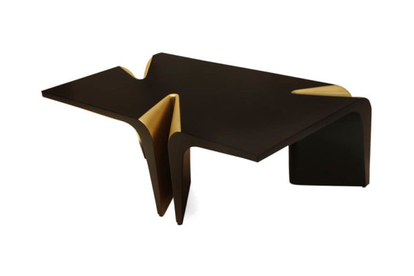 Mercado Dark Brown and Wood Coffee Table with Gold