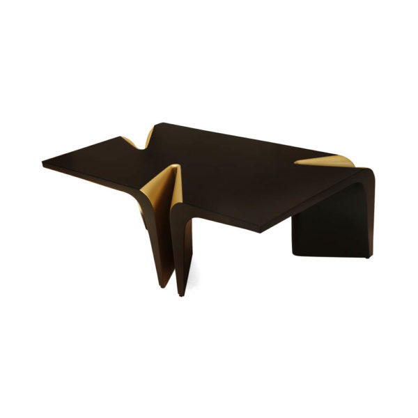Mercado Dark Brown and Wood Coffee Table with Gold