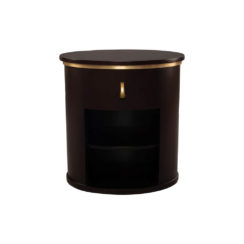 Nova Dark Brown Oval Bedside Table with Brass Inlay Top View