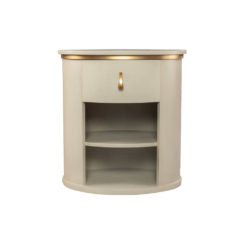 Nova Oval Gray Bedside Table with Brass Inlay