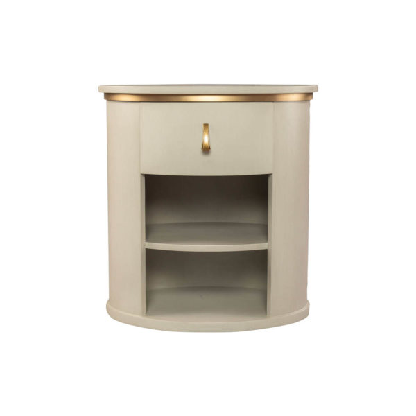 Nova Oval Gray Bedside Table with Brass Inlay