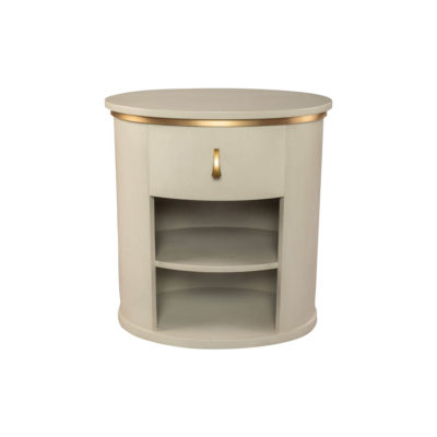 Nova Oval Gray Bedside Table with Brass Inlay Top View