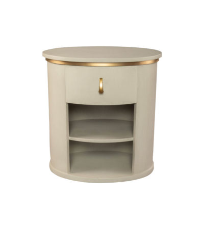 Nova Oval Gray Bedside Table with Brass Inlay Top View