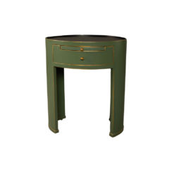 Rosa Wood Olive Green Bedside Table with Glass Top View