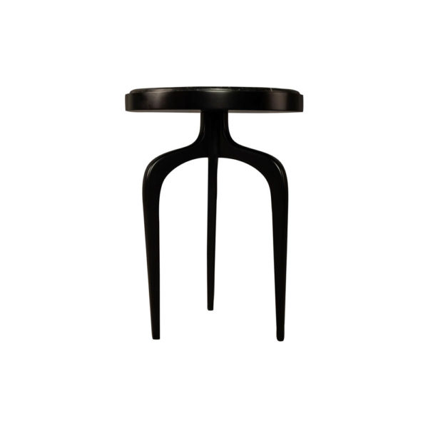Sasha Black Wood with Marble Top Side Table Front View