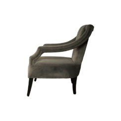 Shelley Upholstered Dark Grey Armchair with Black Wood Legs Side View