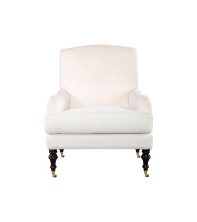 Warlus Upholstered High Back Armchair with Brass Inlay