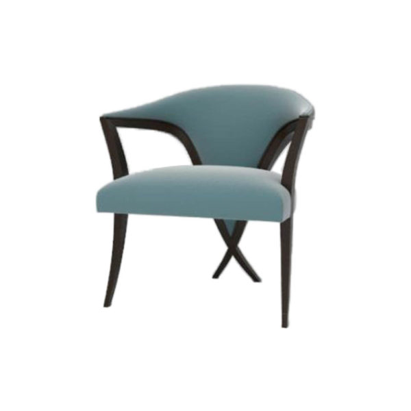 Zelle Upholstered Curved Arm Chair with Cross Legs Side View
