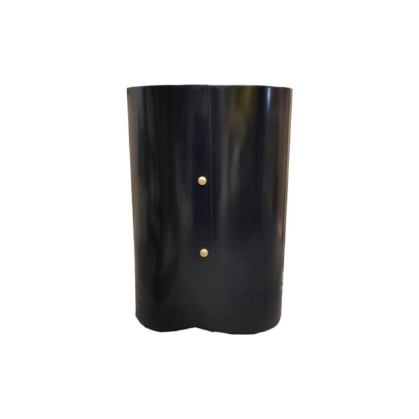 Kitel Black Round Marble Topped Side Table Front View