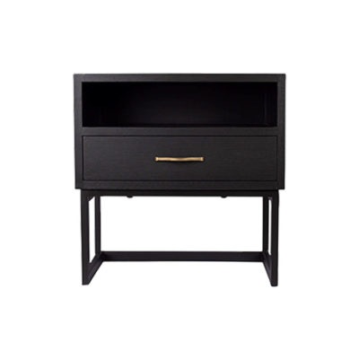 Ascot Black Bedside Table with Shelf and Stainless leg