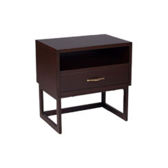 Ascot Black Brown Bedside Table with Shelf and Stainless Leg Top View