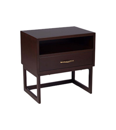 Ascot Black Brown Bedside Table with Shelf and Stainless Leg Top View
