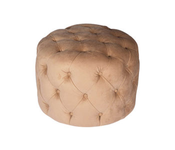 Boho Upholstered Round Tufted Beige Pouf Top View