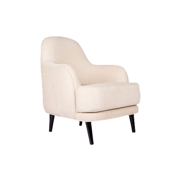 Declan Upholstered Highbacked Off White Armchair Side View