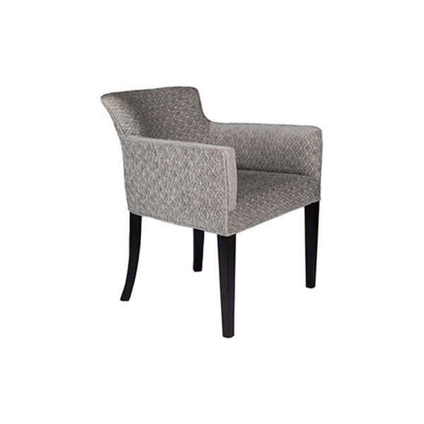Eaton Upholstered Curved Grey Fabric Armchair Side View