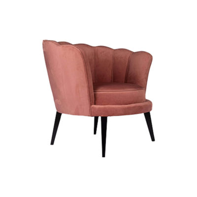 Flower Upholstered Blush Accent Chair Side View