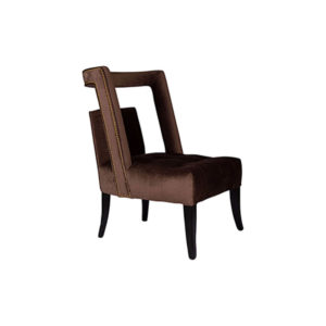 Mara Upholstered Tufted Brown Accent Chair Side View
