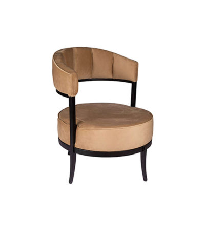 Renata Upholstered Round Back Beige Accent Chair Beside View
