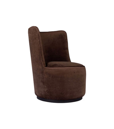 Skylar Upholstered Round Armless Brown Occasional Chair Beside View