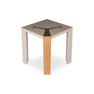 Tree Square Grey Side Table with Golden Stainless Leg
