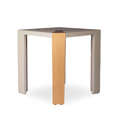 Tree Square Grey Side Table with Golden Stainless Leg Corner View