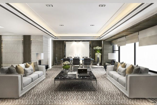 3d rendering classic luxury living room lobby lounge