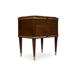 Arabelle 2 Drawers with Brass and Marble Top Bedside Table Side View
