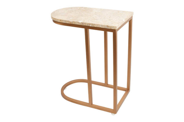 Allure Stainless Steel and Marble Side Table Backside View