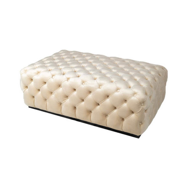 Audrey Tufted Upholstered Cream Ottoman Side