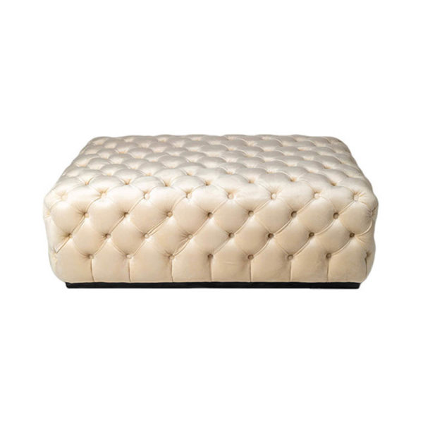 Audrey Tufted Upholstered Cream Ottoman Top View