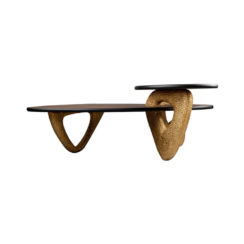 Aziza Gold and Dark Brown Modern Wooden Coffee Table