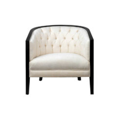 Azure Off White Tufted Armchair with Wooden Frame
