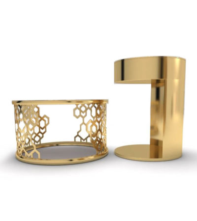 Drum Marble Brass Side Table Set of 2 A