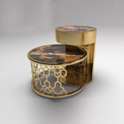 Drum Marble Brass Side Table Set of 2 B