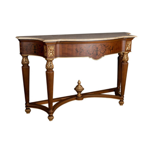 Edmund Elegant Style Console Table Marble Top Corner View
