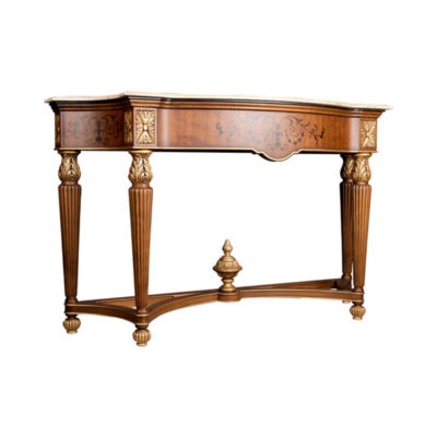 Edmund Elegant Style Console Table Marble Top Side View